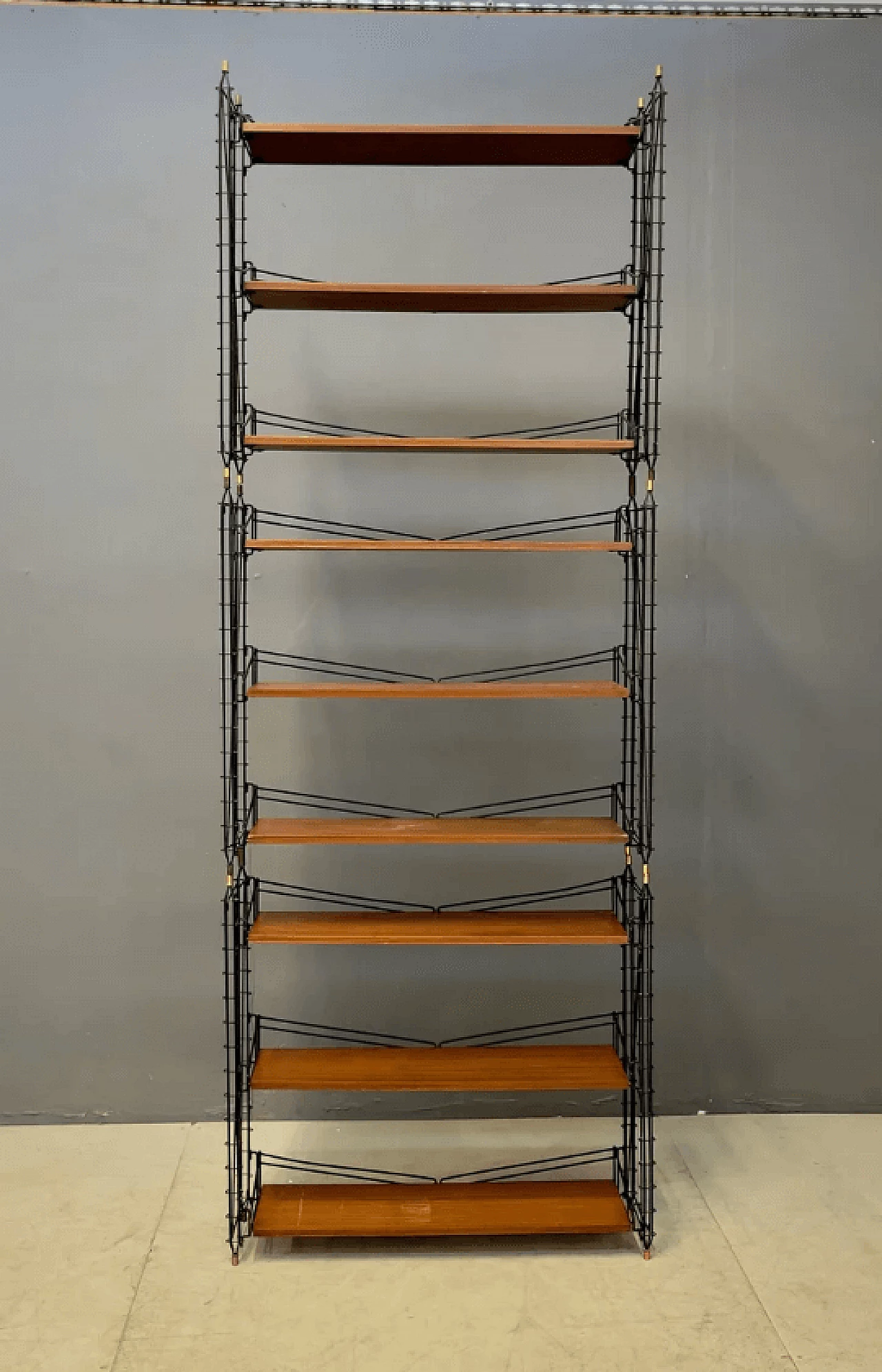 Modular bookcase in wood and metal, 1960s 2