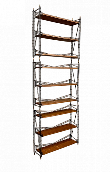 Modular bookcase in wood and metal, 1960s