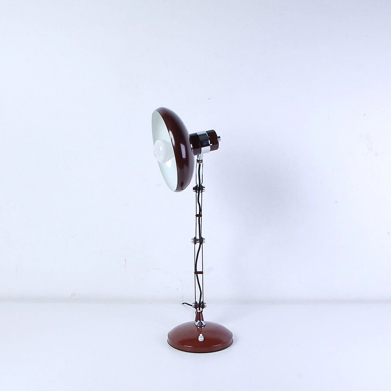 Brown iron industrial table lamp with tilting arms, 1960s 2