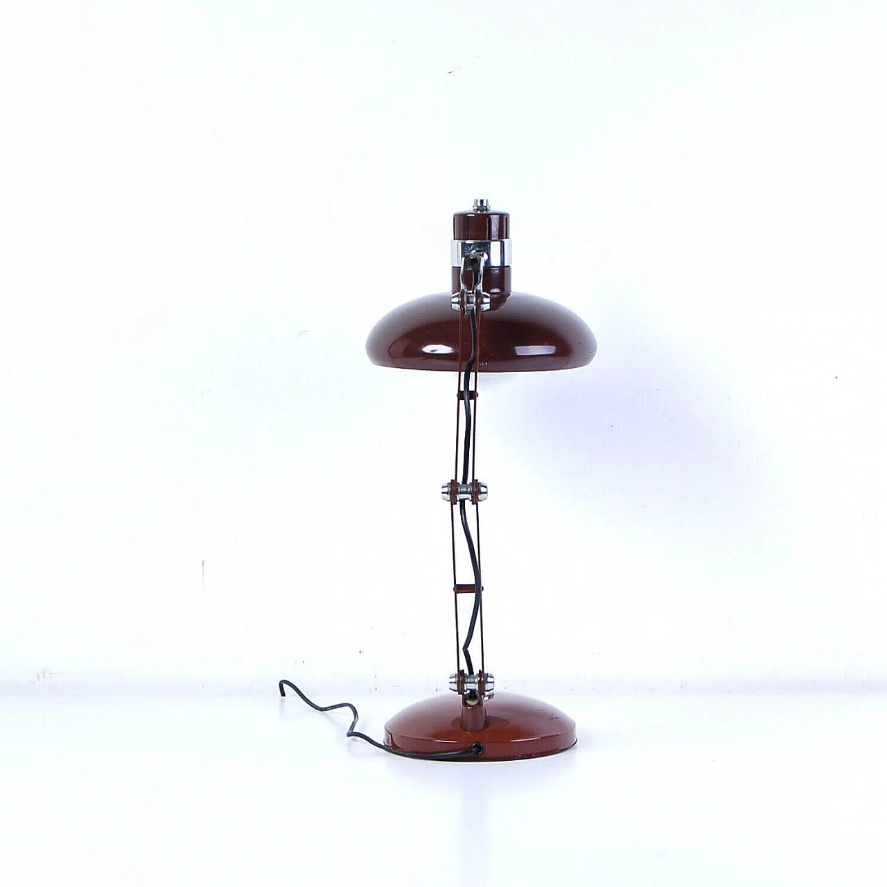 Brown iron industrial table lamp with tilting arms, 1960s 3