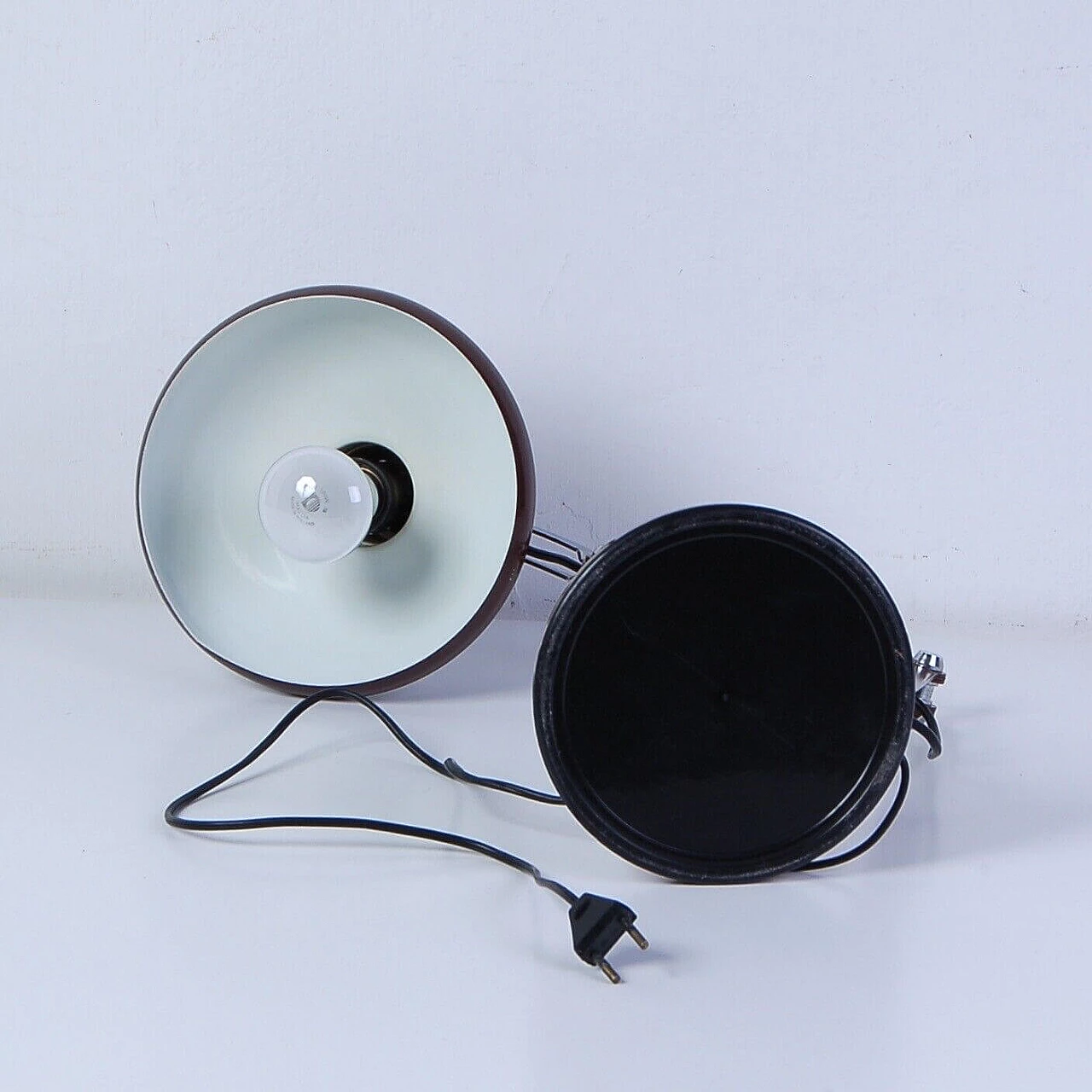 Brown iron industrial table lamp with tilting arms, 1960s 9