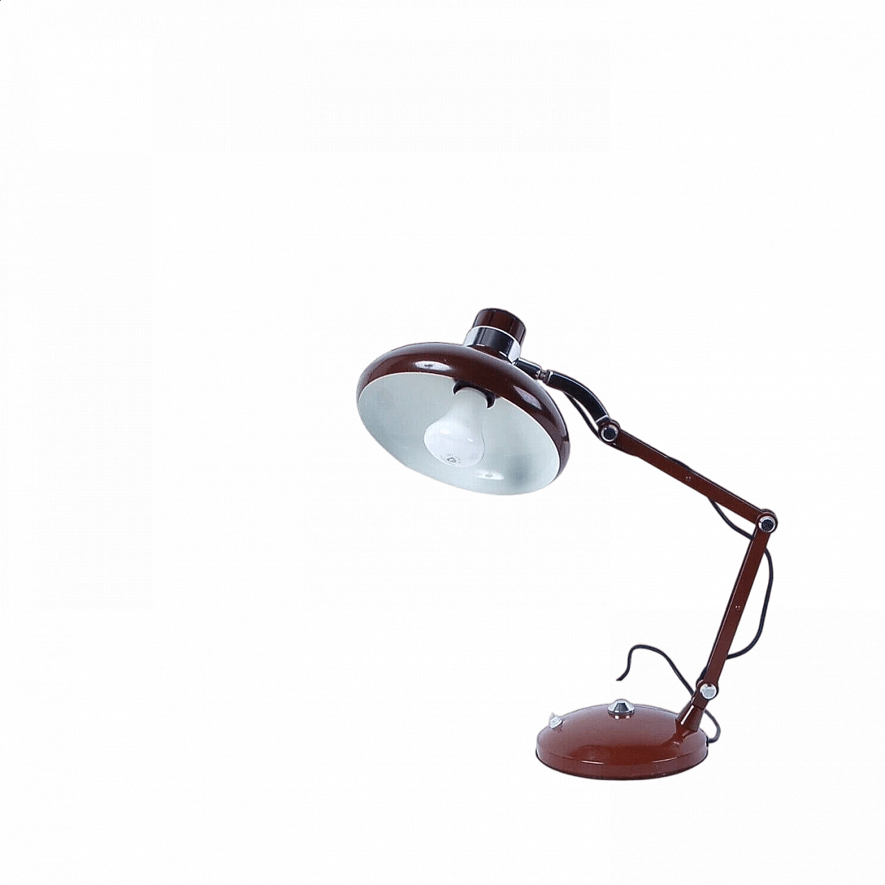 Brown iron industrial table lamp with tilting arms, 1960s 16