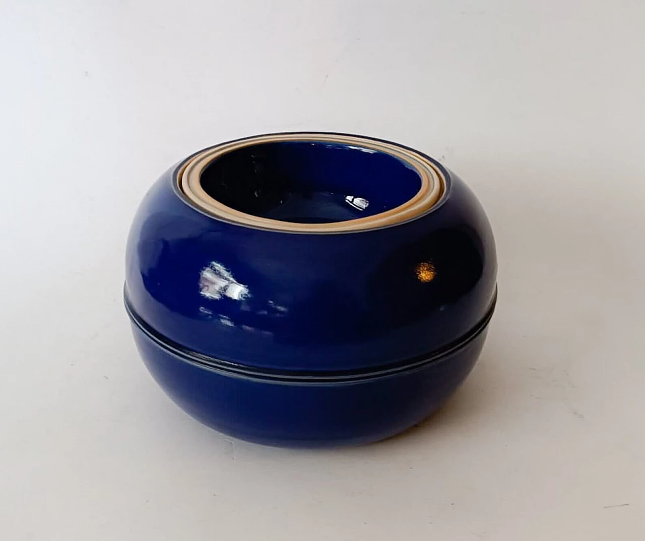 Vaso in ceramica blu di Franco Bucci per Laboratorio Pesaro, anni '70 1