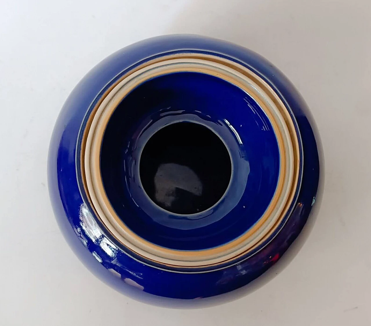 Vaso in ceramica blu di Franco Bucci per Laboratorio Pesaro, anni '70 2