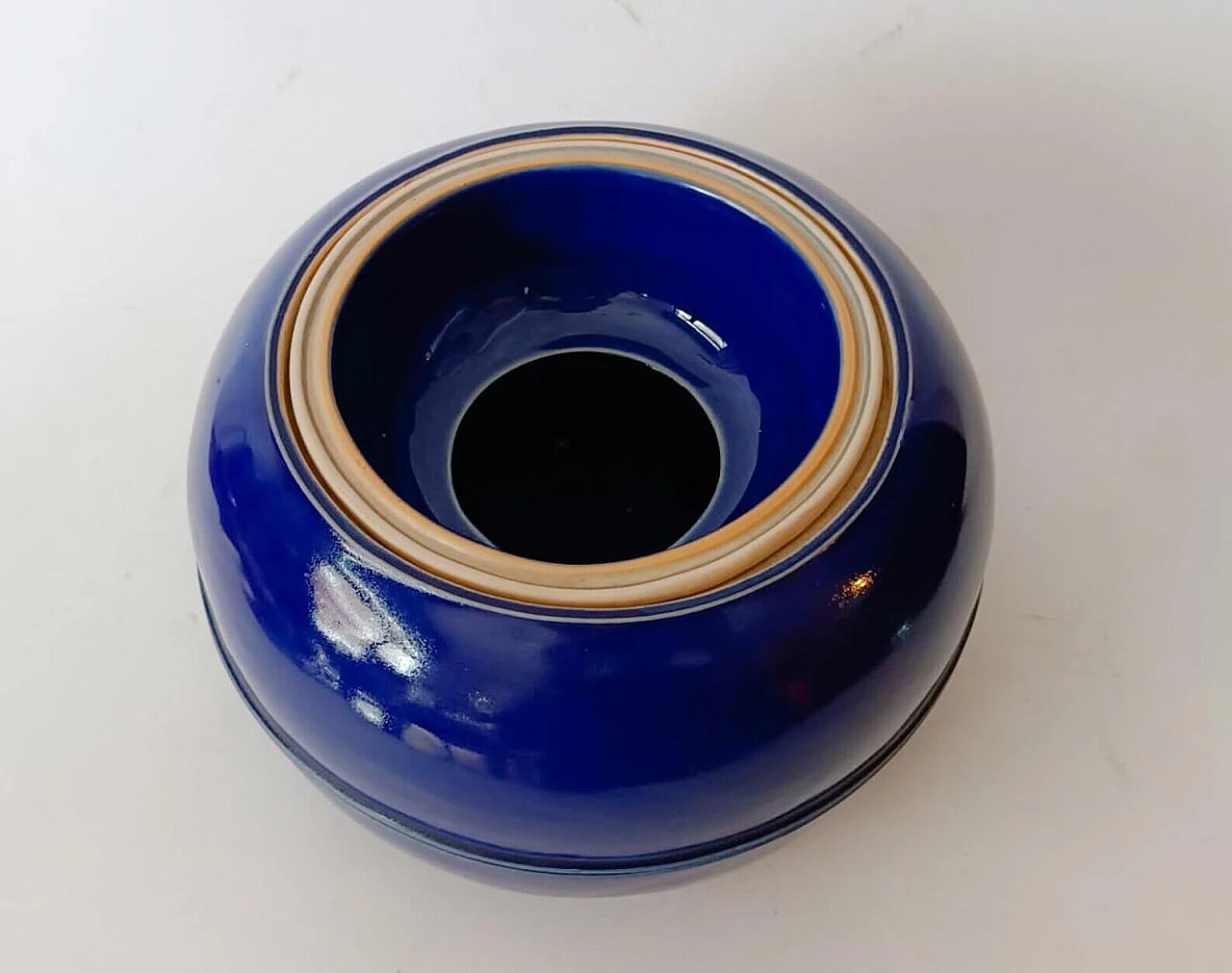 Vaso in ceramica blu di Franco Bucci per Laboratorio Pesaro, anni '70 4