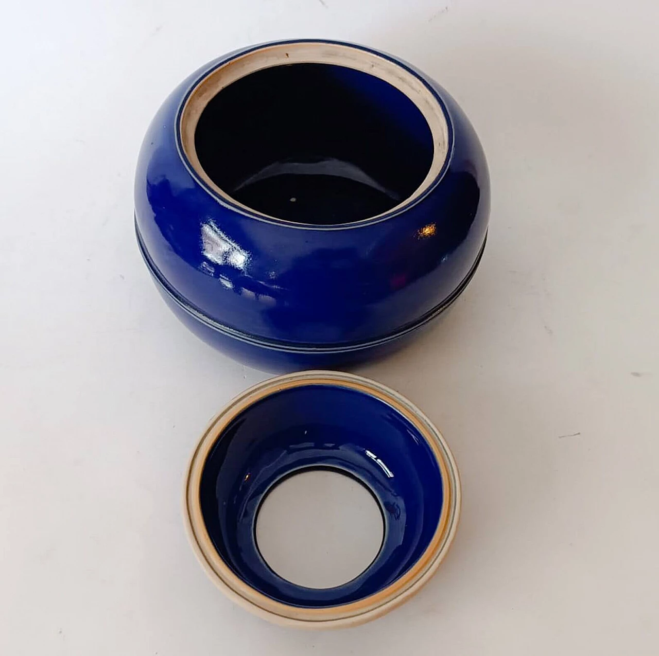 Vaso in ceramica blu di Franco Bucci per Laboratorio Pesaro, anni '70 5