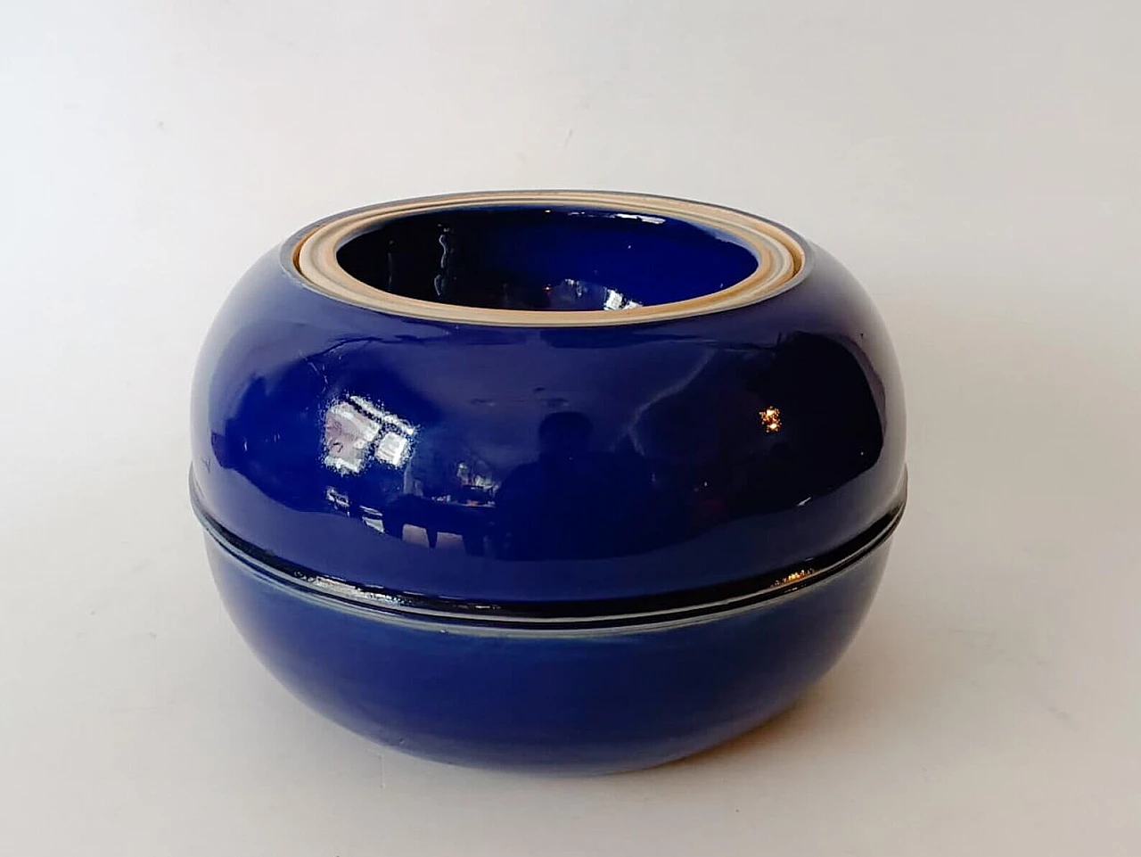 Vaso in ceramica blu di Franco Bucci per Laboratorio Pesaro, anni '70 7