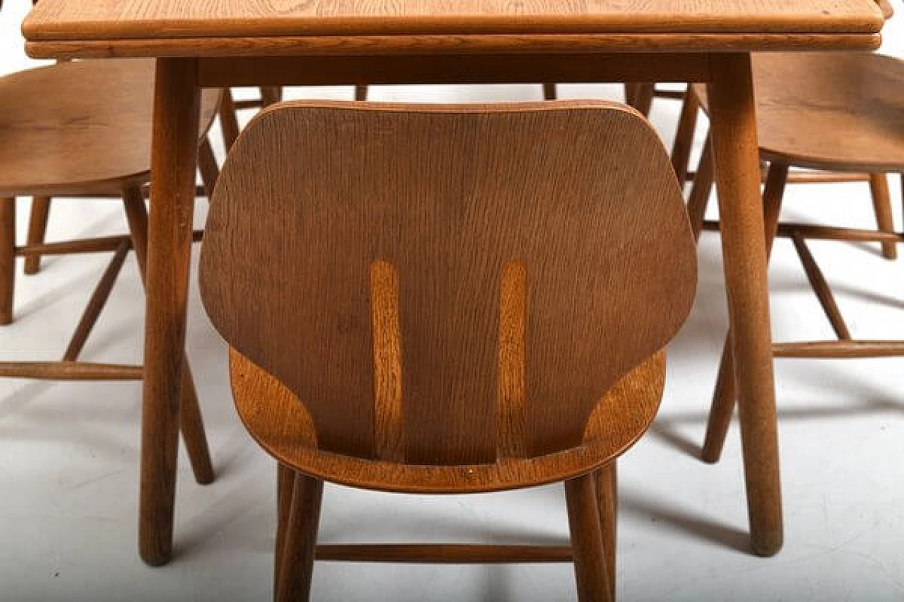 6 Chairs J67 and table by Ejvind A. Johansson & Poul Volther for FDB Møbler, 1960s 5