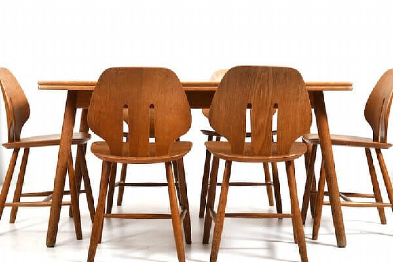 6 Chairs J67 and table by Ejvind A. Johansson & Poul Volther for FDB Møbler, 1960s 8