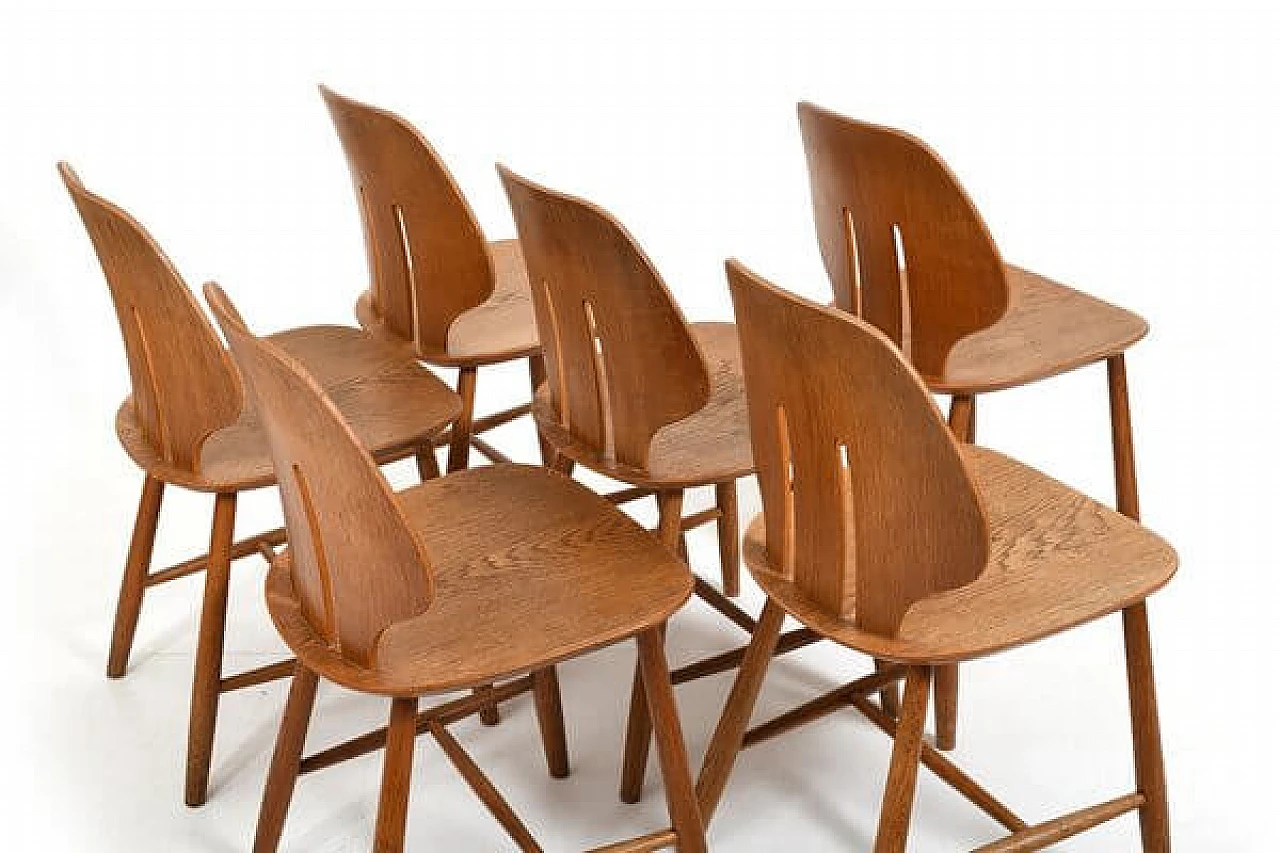 6 Chairs J67 and table by Ejvind A. Johansson & Poul Volther for FDB Møbler, 1960s 12