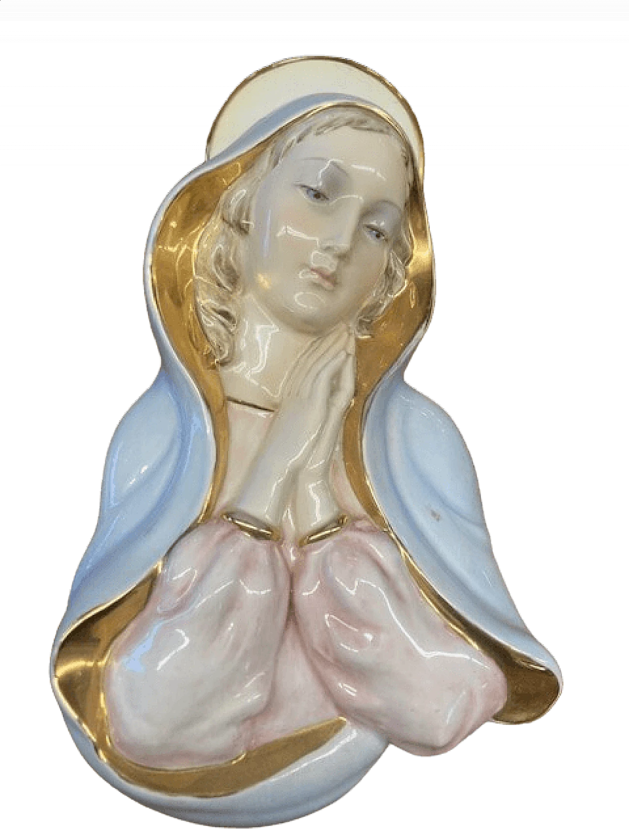 Ceramic Madonna with gold trim, 1950s 11