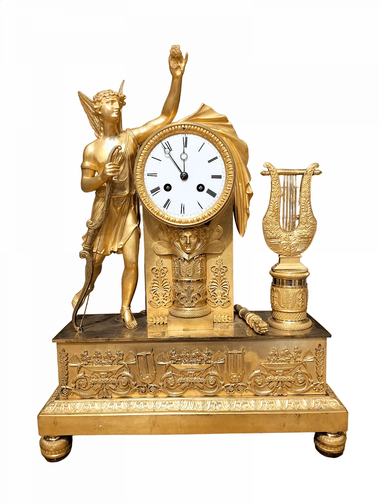 Gilt bronze Empire clock with winged figure, 19th century 24