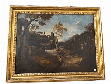 Hunting scene, oil on canvas, 18th century