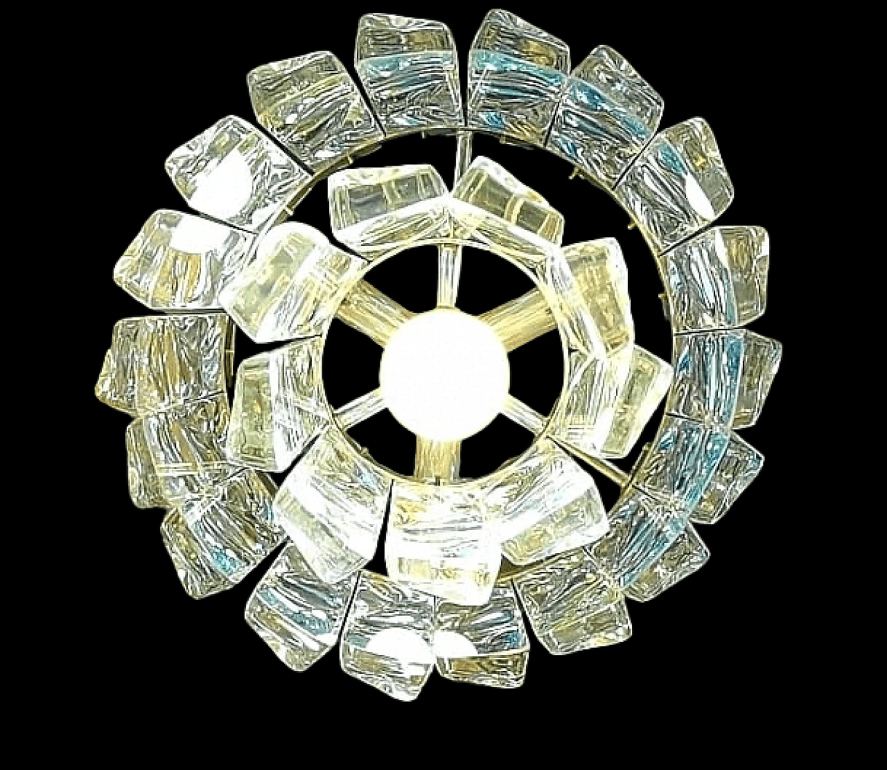 Iridescent Murano glass chandelier attributed to Vistosi, 1960s 6