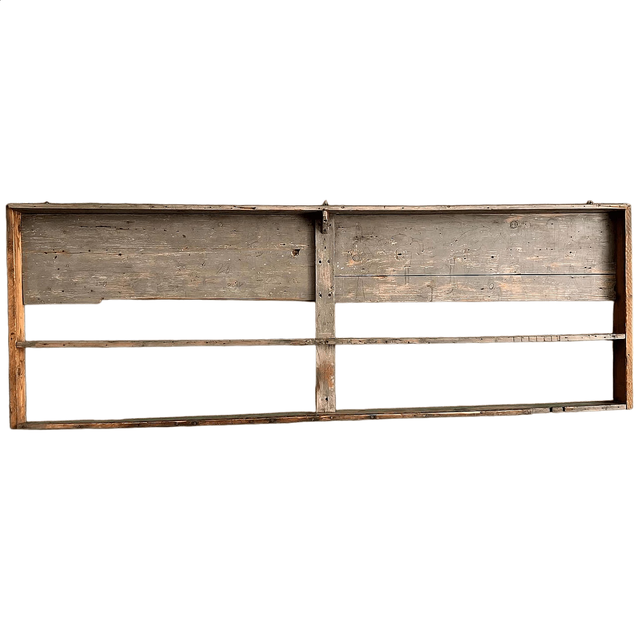 Industrial wall-mounted wooden bookcase, 1930s 9