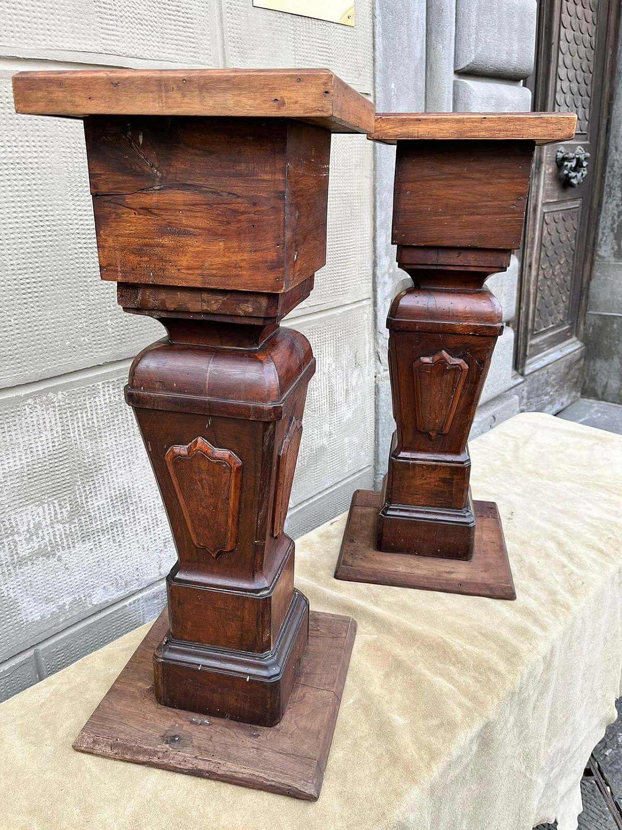 Pair of wood columns, early 20th century 4