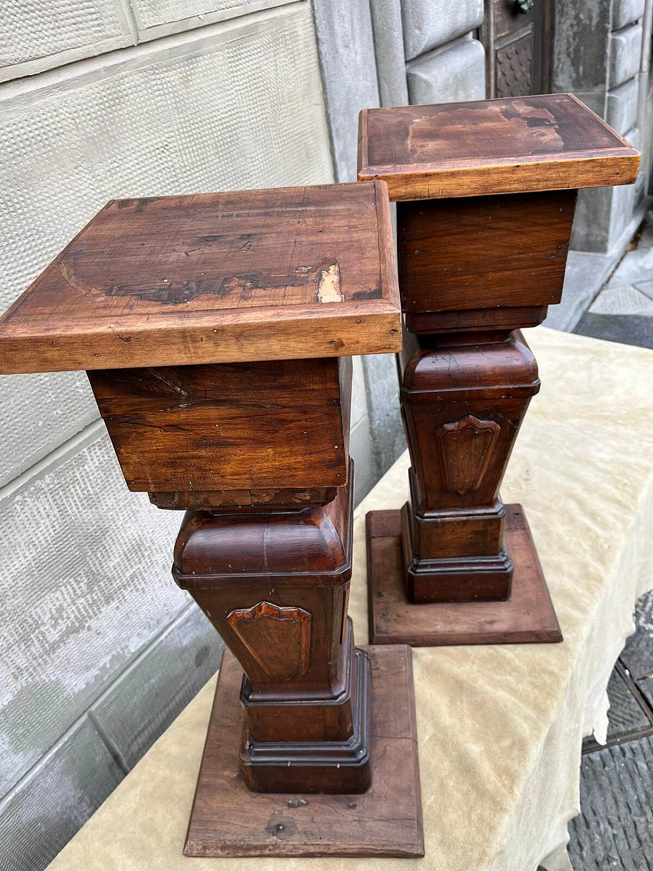 Pair of wood columns, early 20th century 8