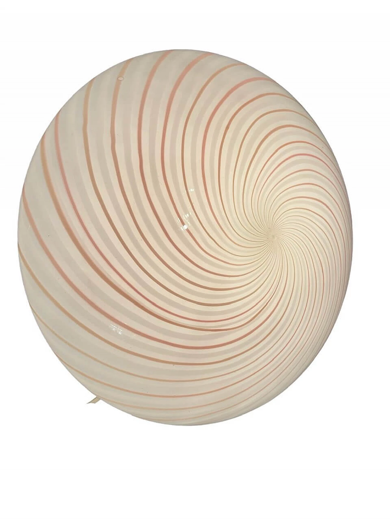 Murano glass ceiling lamp with pink spiral by Paolo Venini, 1970s 1