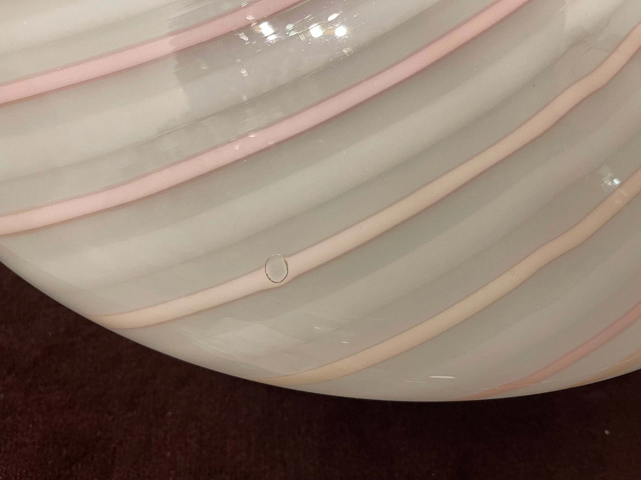 Murano glass ceiling lamp with pink spiral by Paolo Venini, 1970s 3