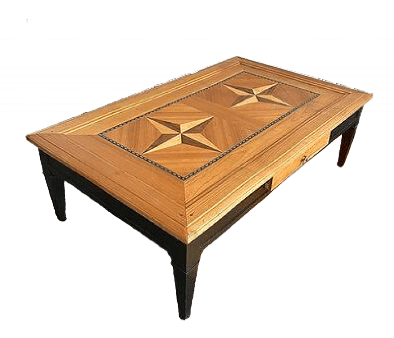 Directoire style wood coffee table with inlay by Richelieu, 1990s 13