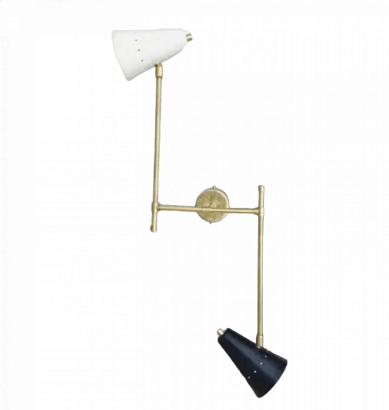 Lacquered aluminium and brass wall sconce in the style of Stilnovo 7