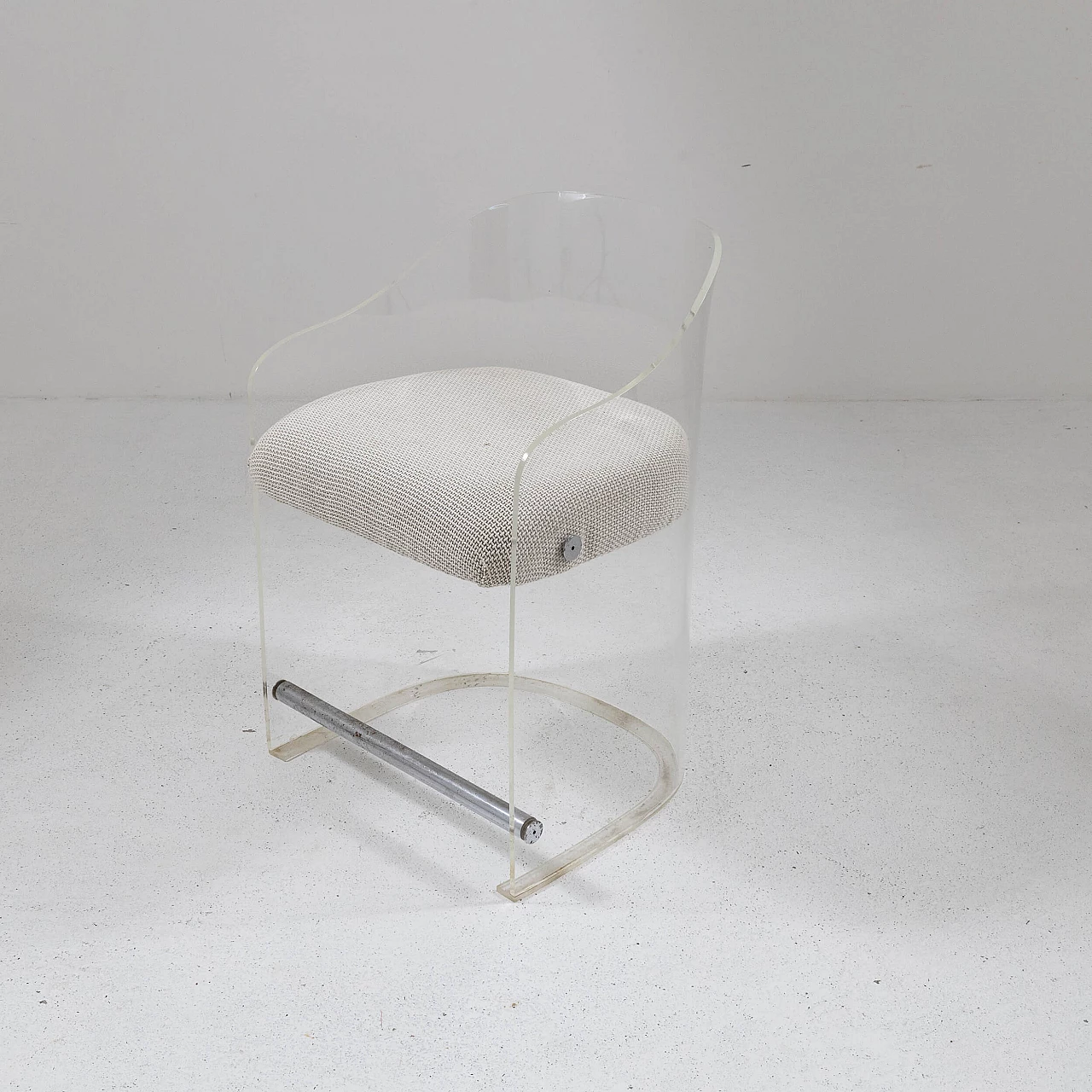 Plexiglass, metal and fabric armchair, 1960s 2