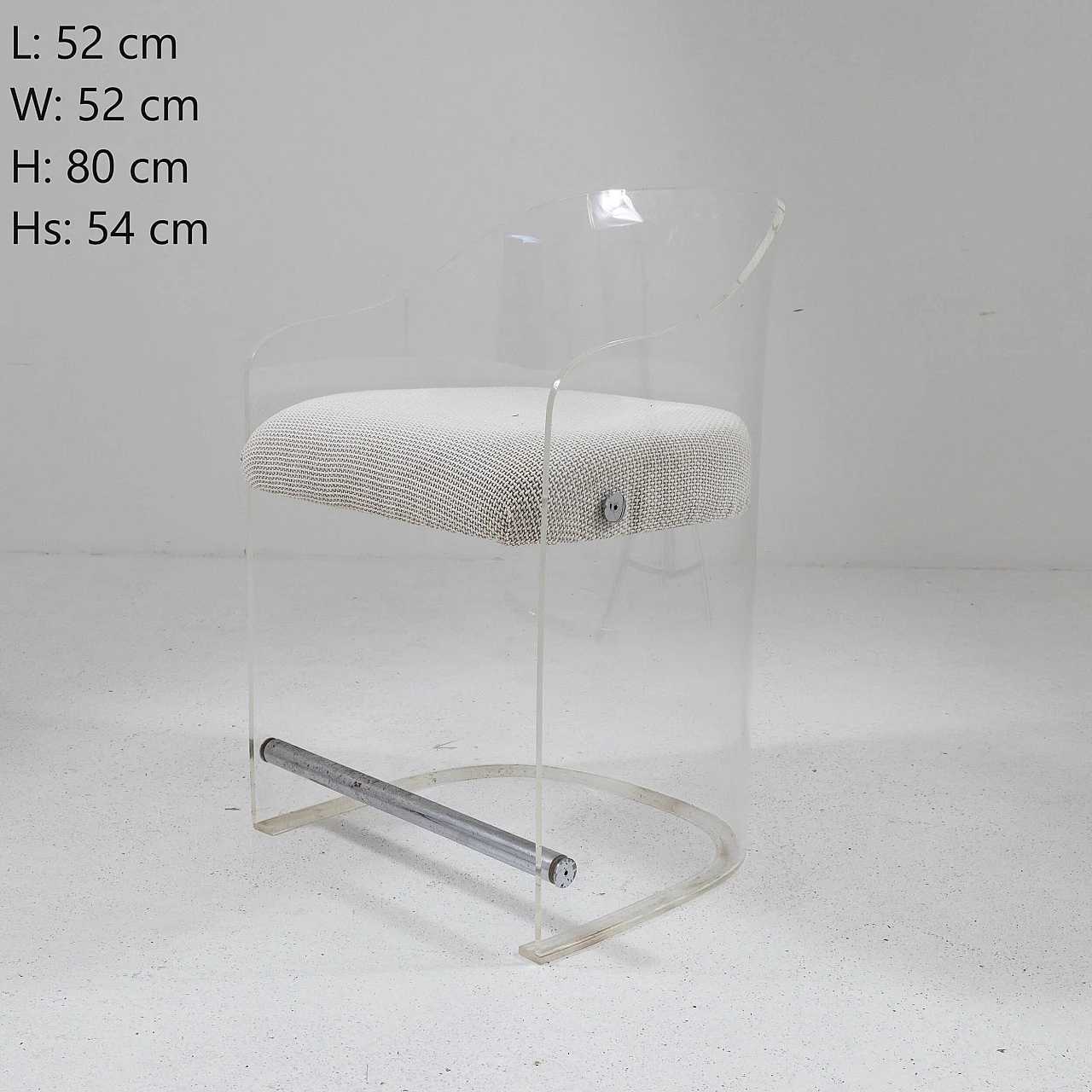 Plexiglass, metal and fabric armchair, 1960s 3