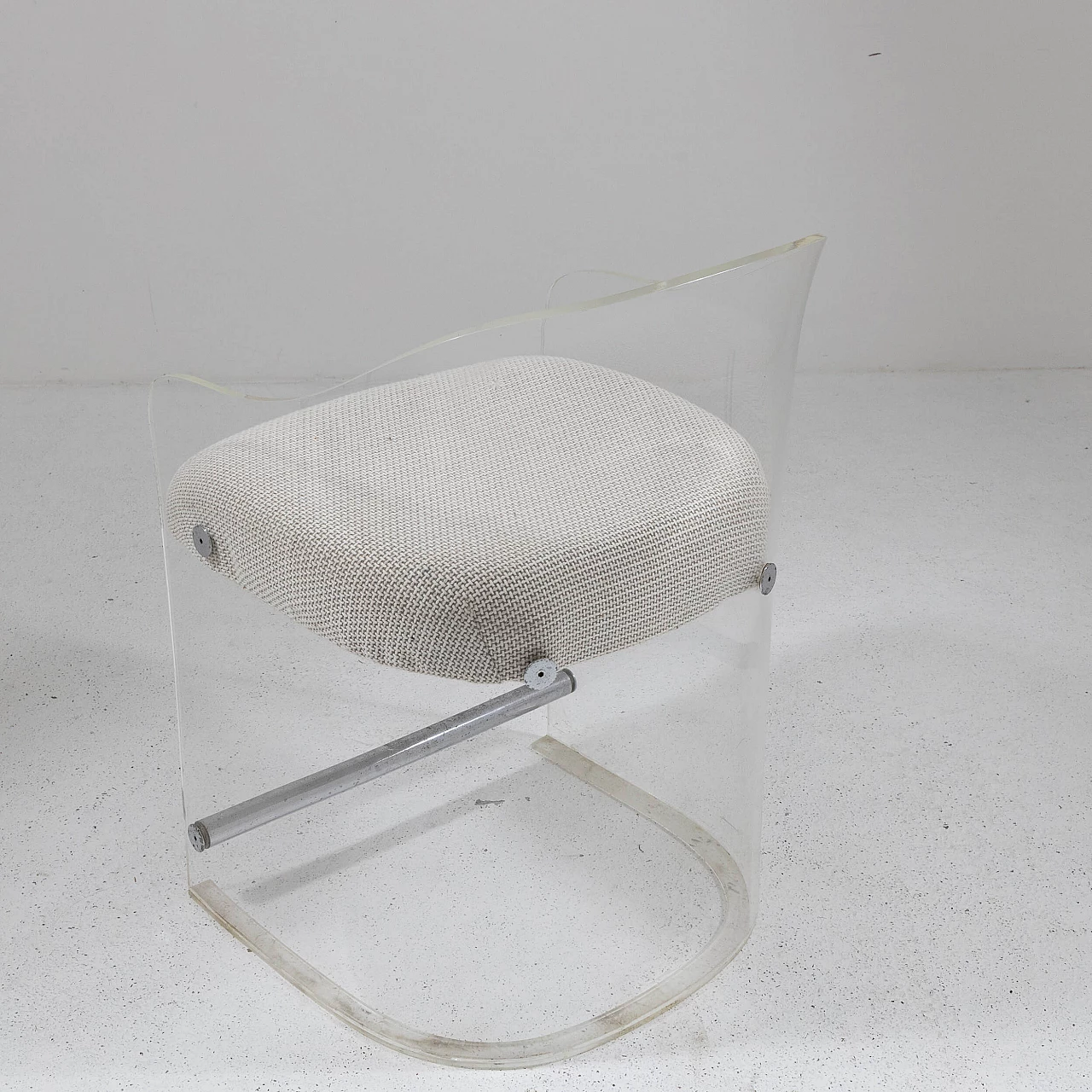 Plexiglass, metal and fabric armchair, 1960s 5