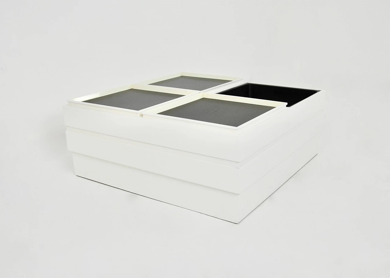 White wooden coffee table with four storage compartments by Carlo Hauner for Forma, 1960s 6