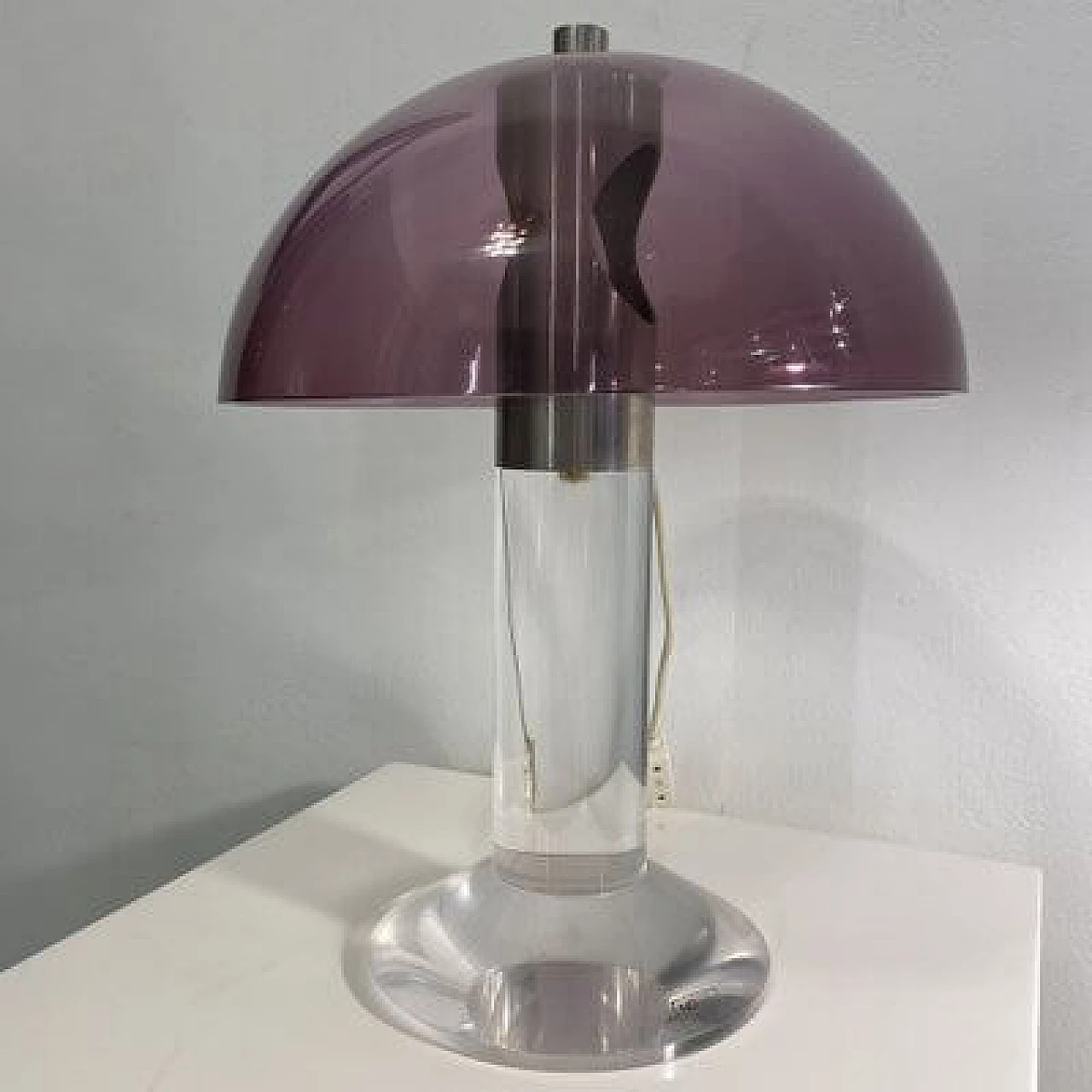 Acrylic and steel table lamp, 1970s 3