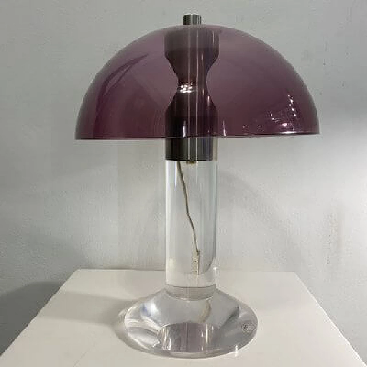 Acrylic and steel table lamp, 1970s 4