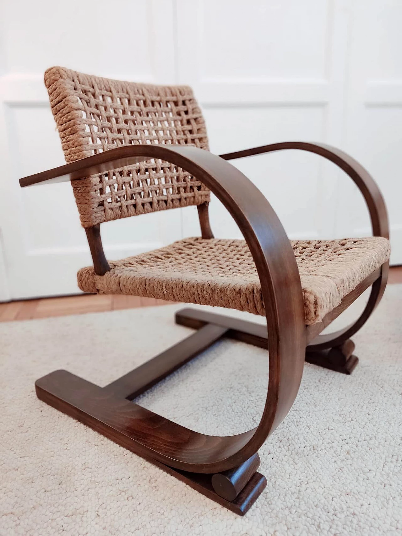 Pair of armchairs by Adrien Audoux and Frida Minet for Vibo Vesoul, 1940s 2