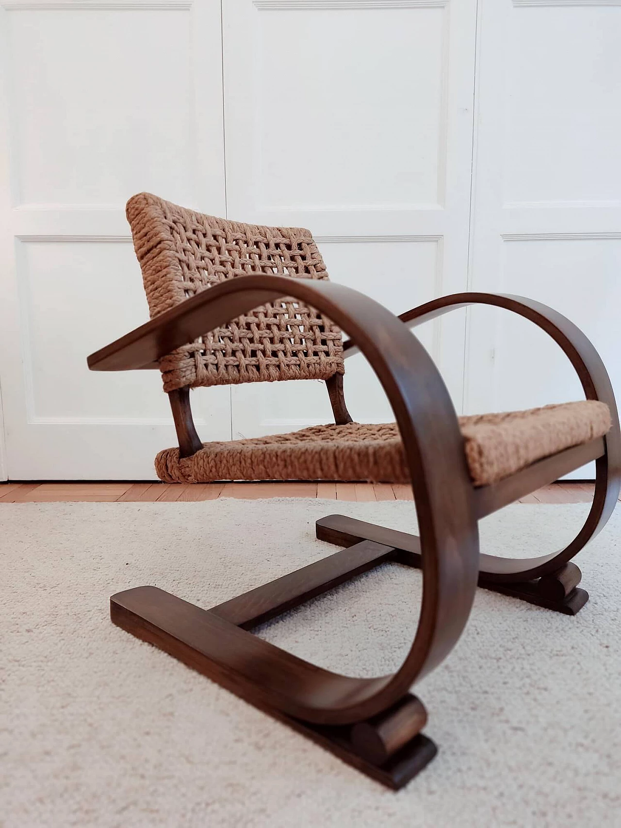 Pair of armchairs by Adrien Audoux and Frida Minet for Vibo Vesoul, 1940s 6