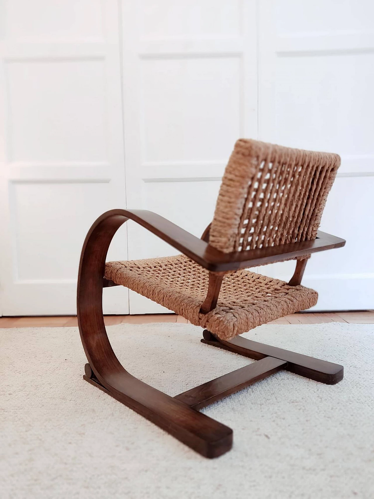 Pair of armchairs by Adrien Audoux and Frida Minet for Vibo Vesoul, 1940s 11