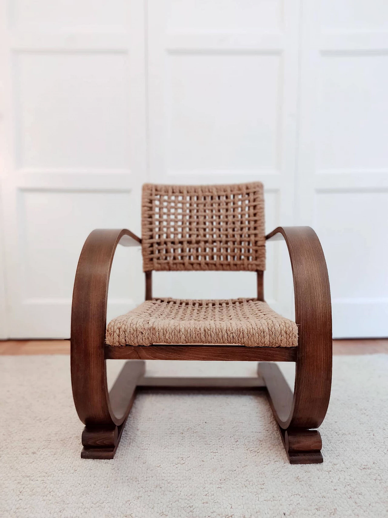 Pair of armchairs by Adrien Audoux and Frida Minet for Vibo Vesoul, 1940s 14