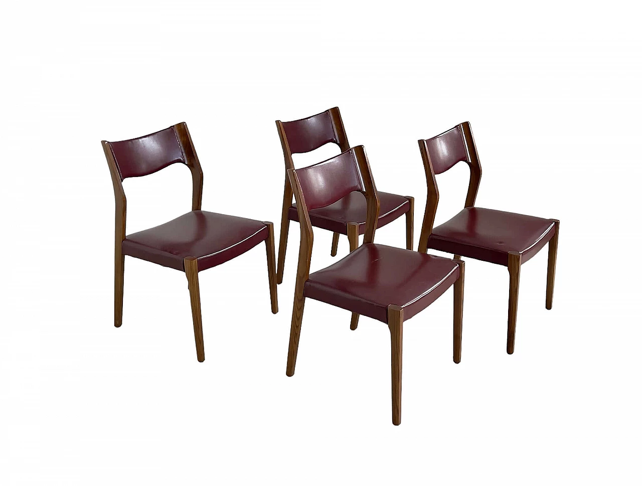 4 Chairs in wood and skai, 1950s 3