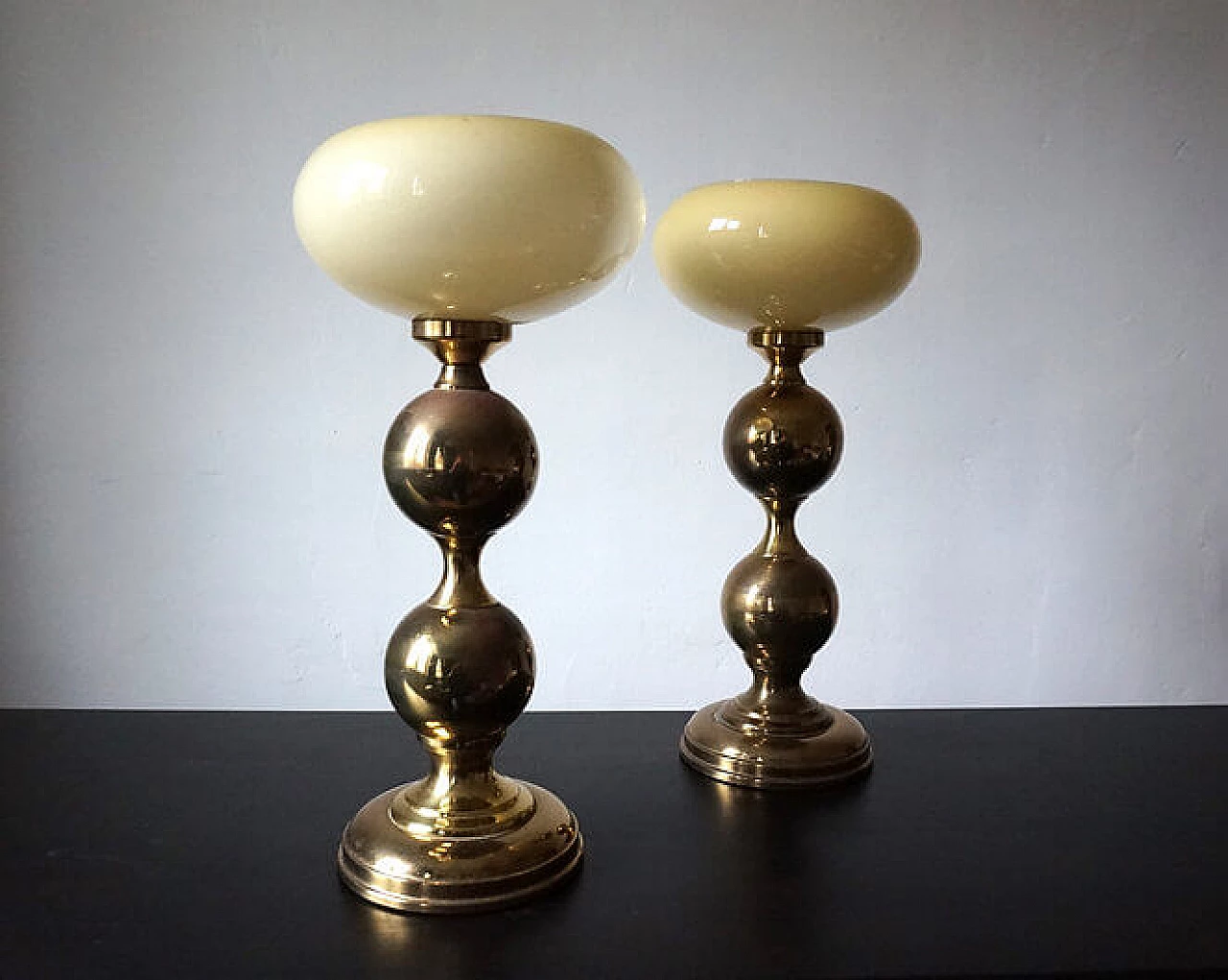 Pair of brass table lamps, 1970s 3