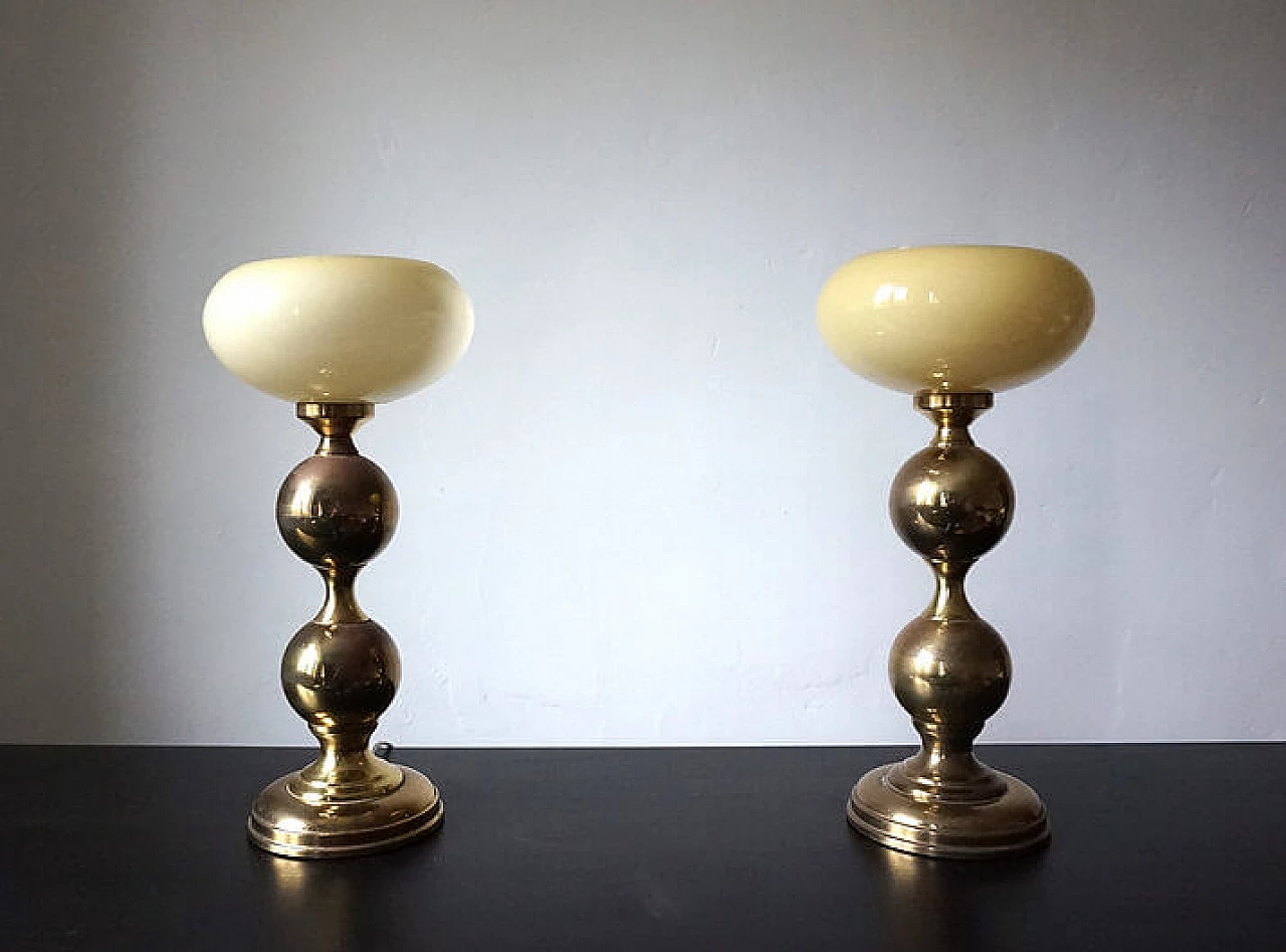 Pair of brass table lamps, 1970s 5