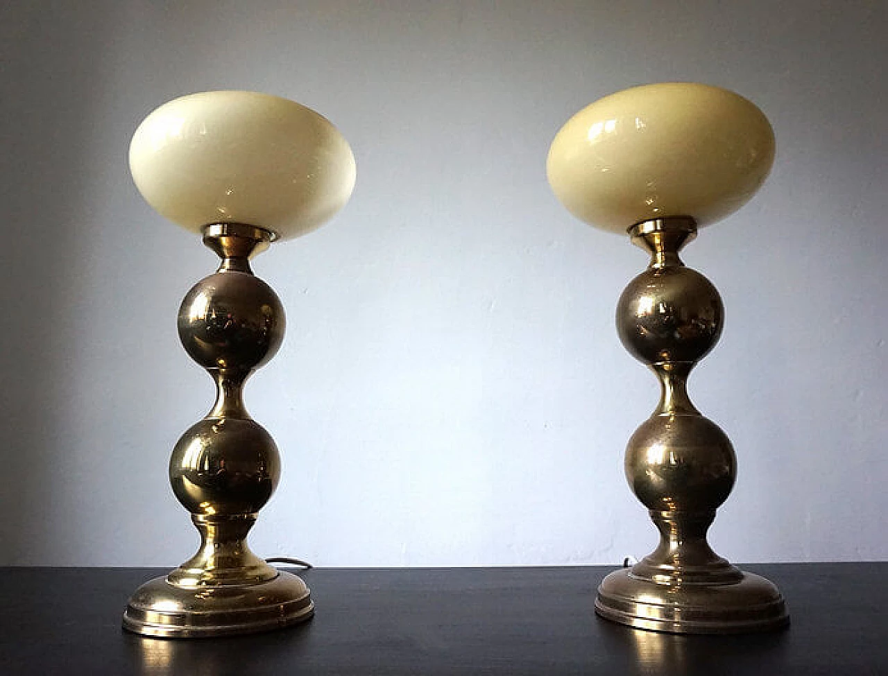 Pair of brass table lamps, 1970s 6