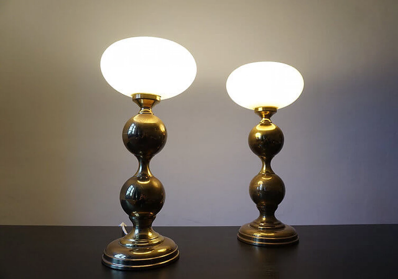 Pair of brass table lamps, 1970s 7