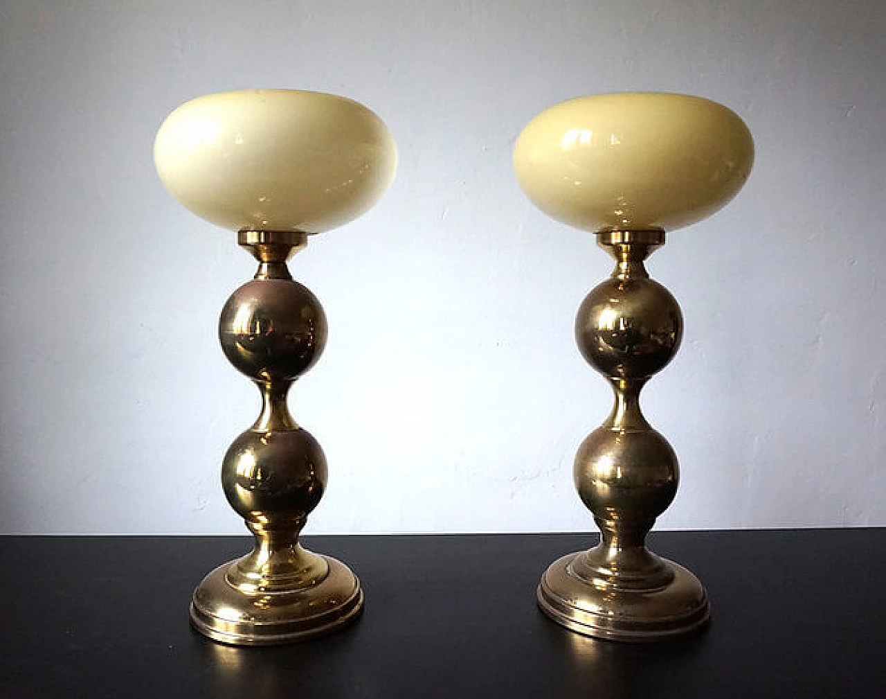 Pair of brass table lamps, 1970s 8