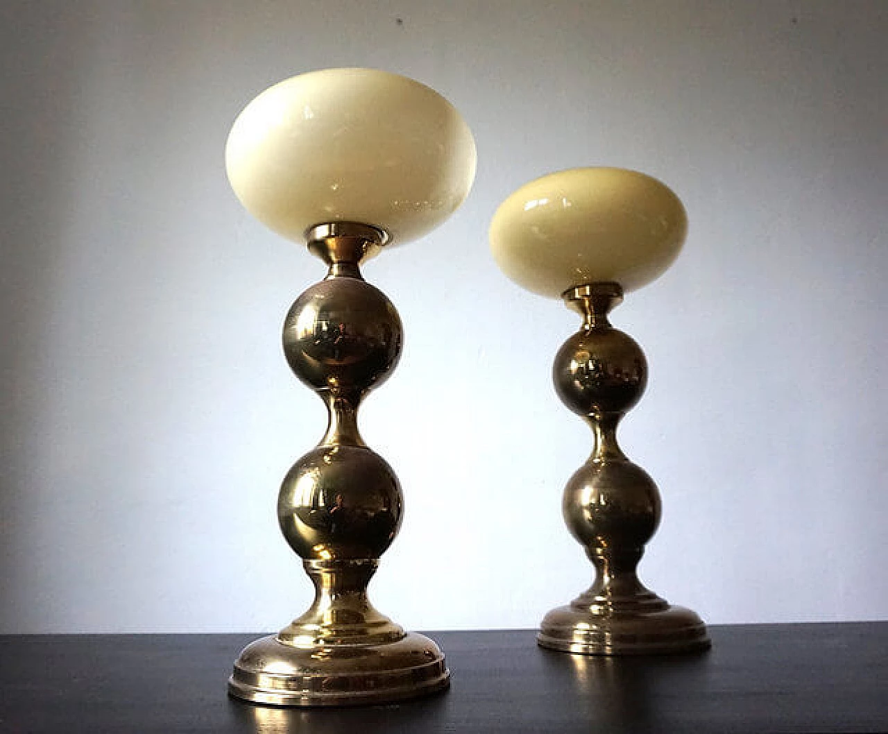 Pair of brass table lamps, 1970s 9