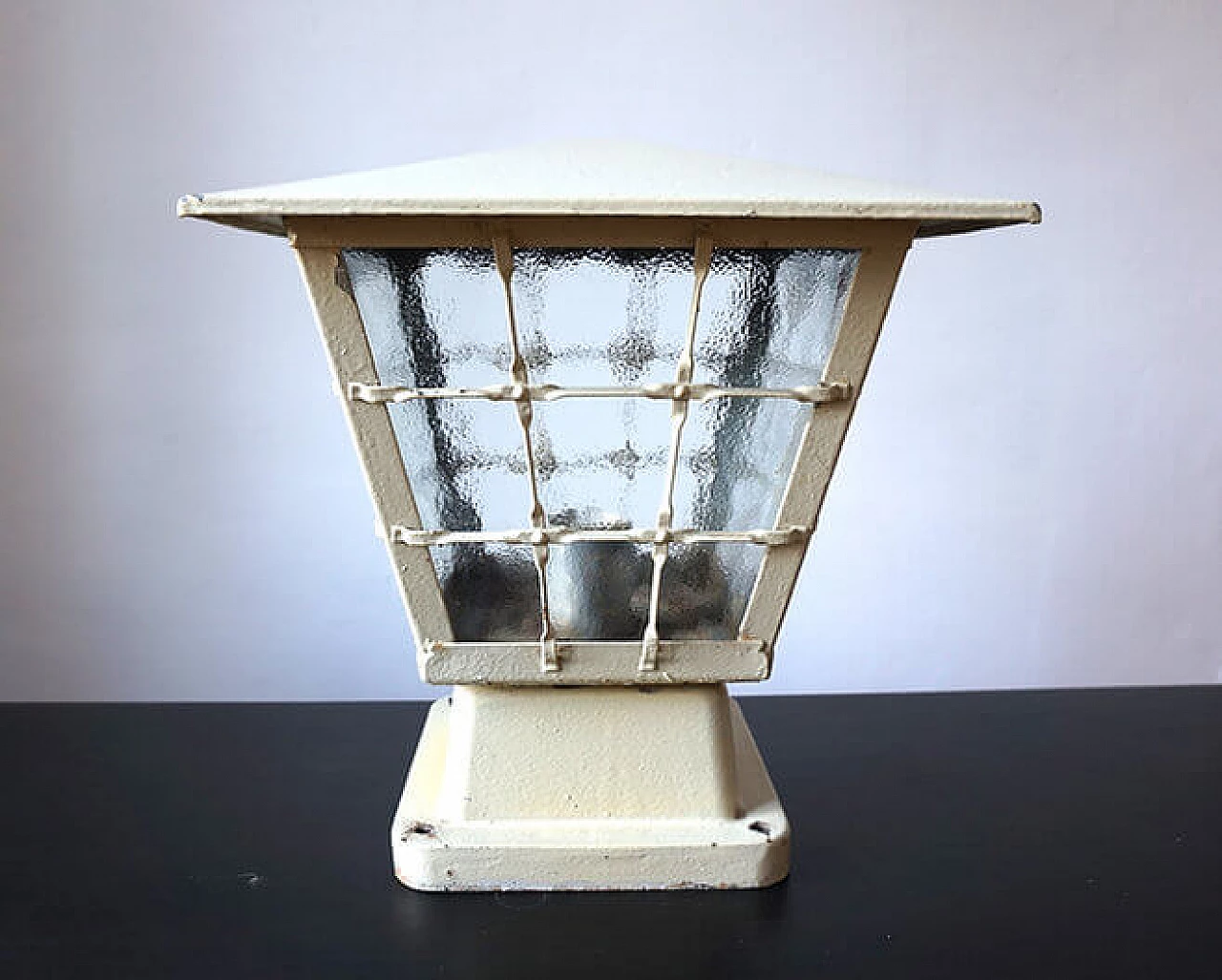 Ivory painted metal garden lamp, 1960s 12