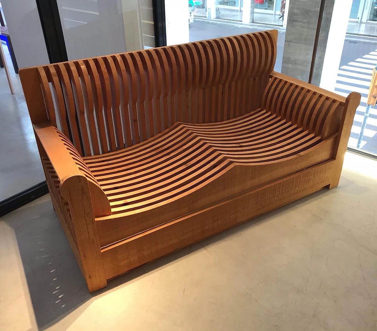 Wooden sofa by Mario Ceroli for Poltronova, 1980s 3