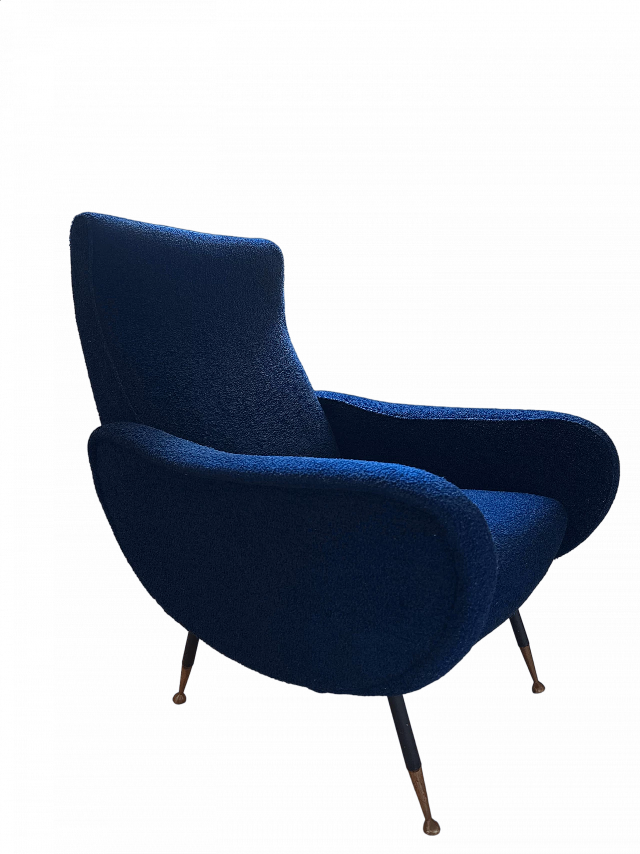 Blue bouclé wool armchair in Lady style by Zanuso, 1950s 5