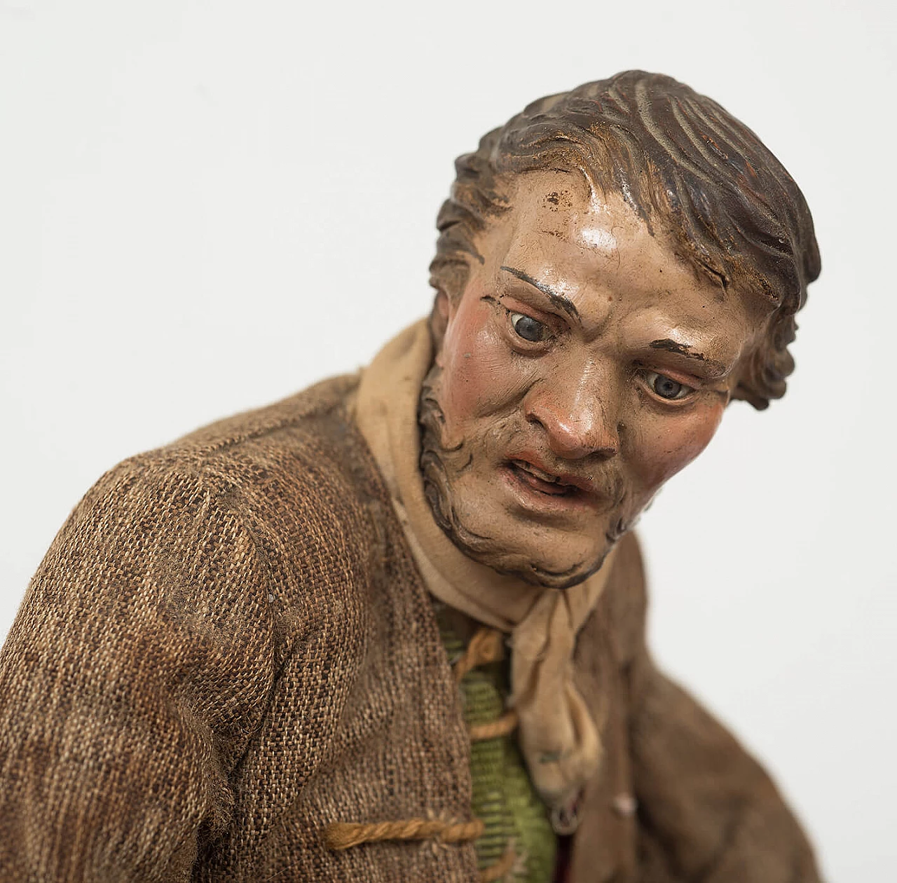 Neapolitan shepherd in wood, terracotta and crystal, late 18th century 1