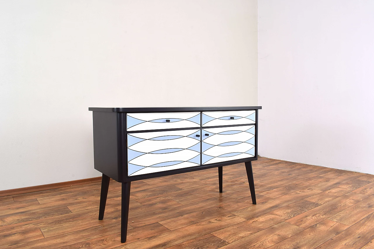 Credenza tedesca dipinta a mano con motivo Op-Art, anni '60 6