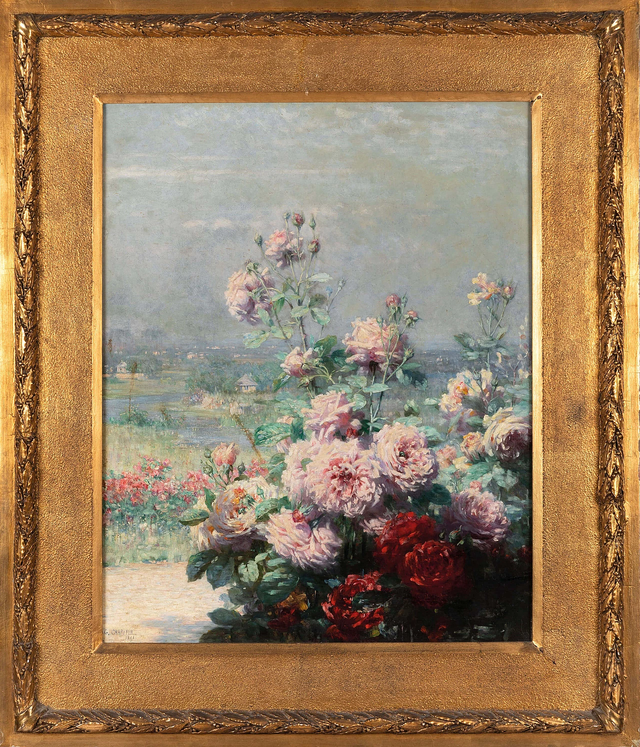 George Chapoton, paesaggio con fiori, dipinto a olio su tela, 1891 1