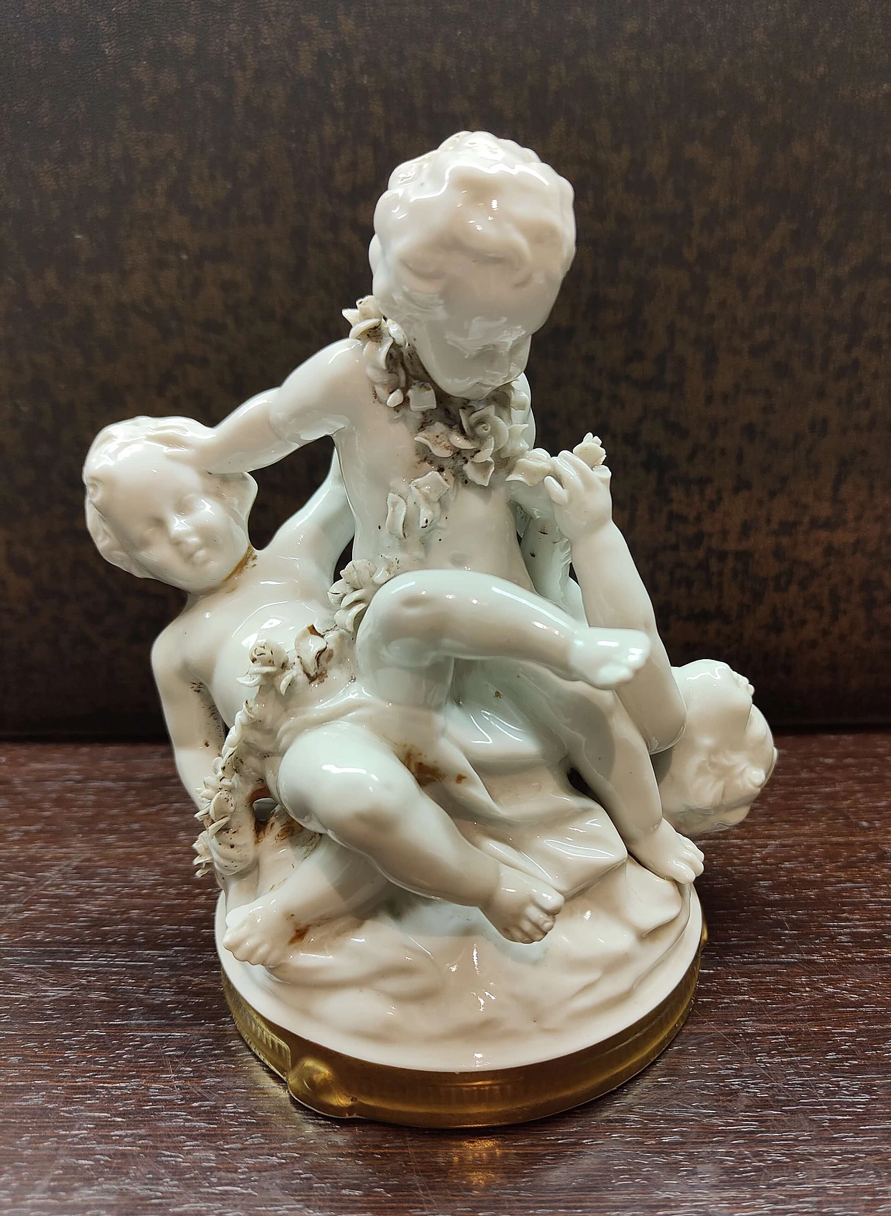 Group of three cupids, Capodimonte porcelain sculpture, 1950s 1