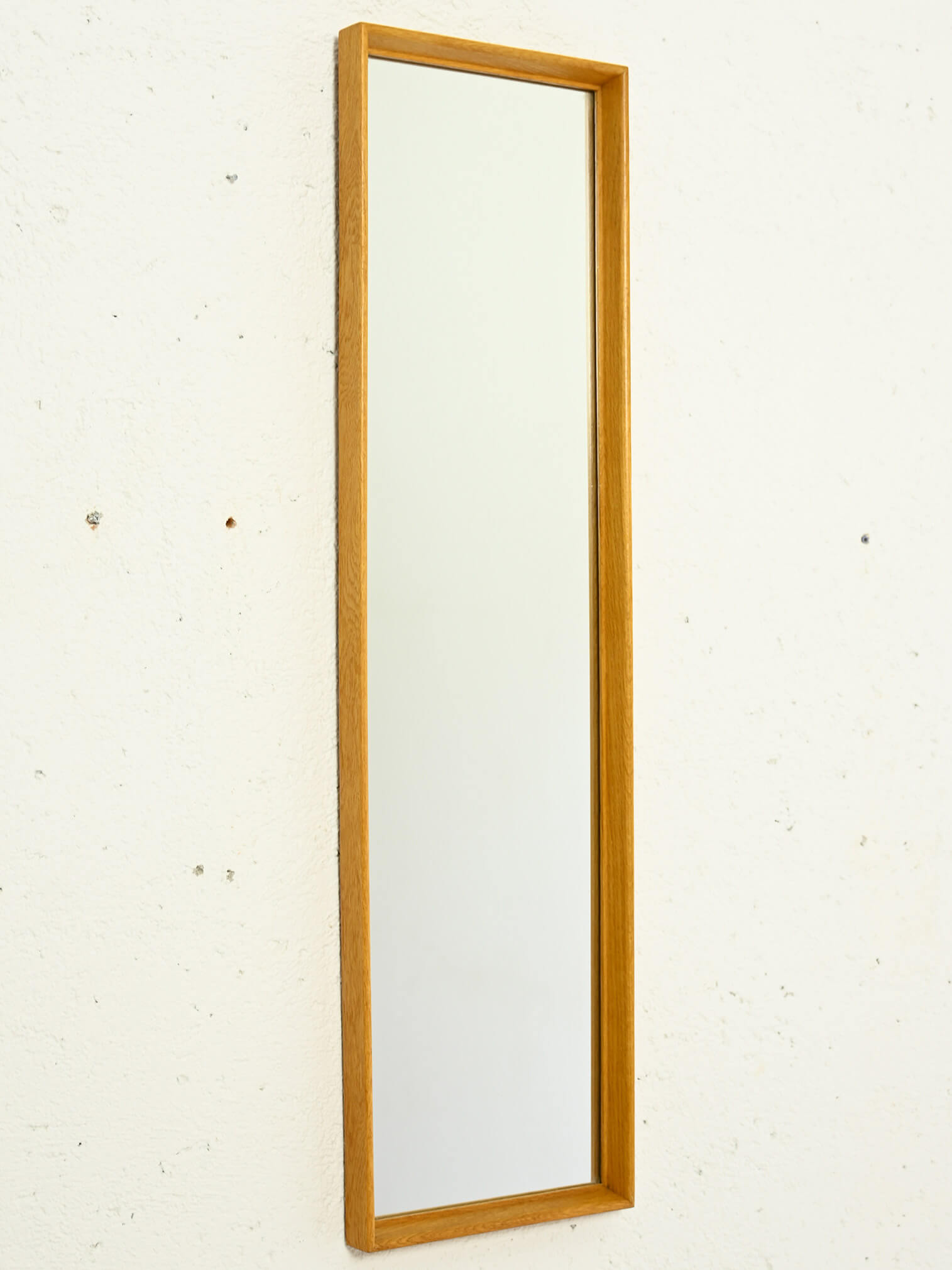 Specchio scandinavo rettangolare con cornice sottile in teak, anni '60